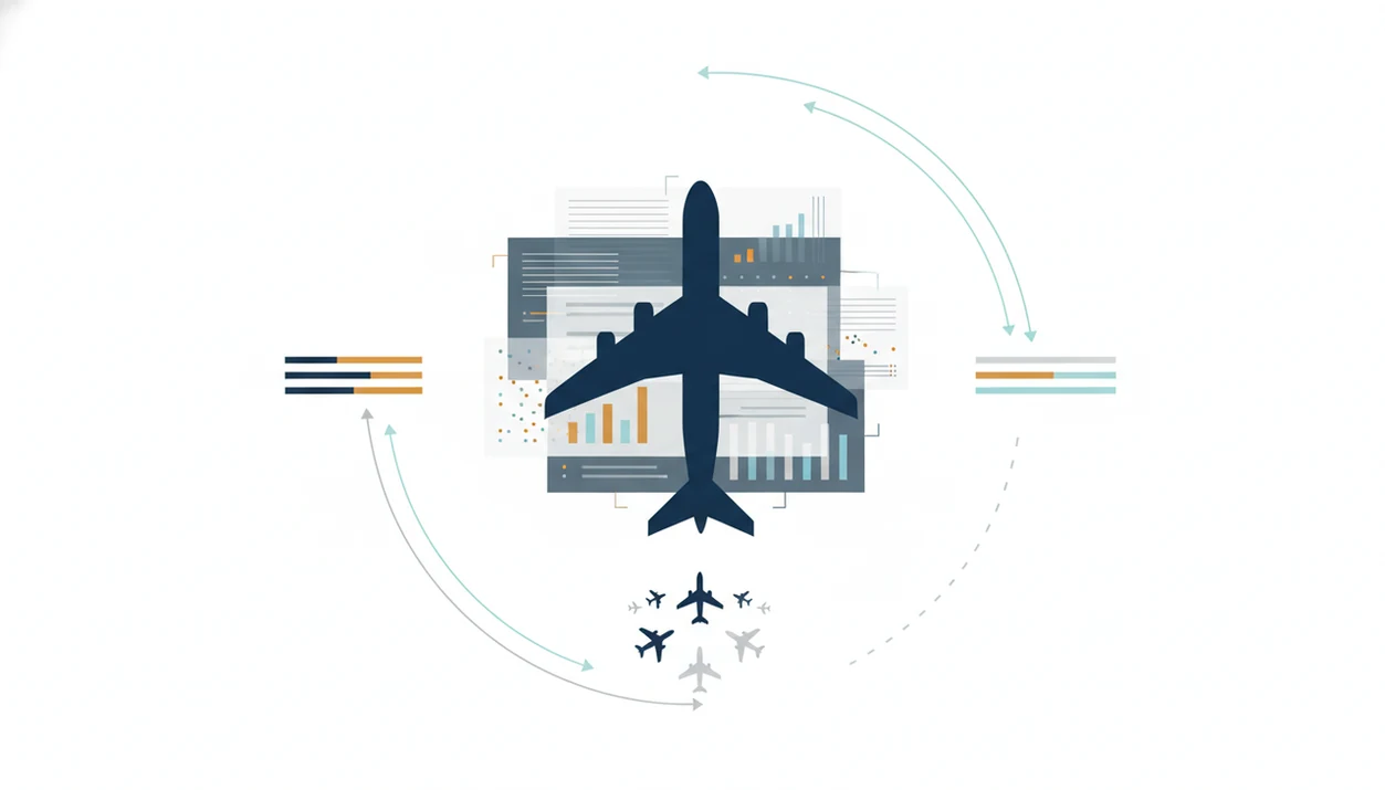 An aircraft silhouette overlays abstract safety data charts, suggesting context-based accident history research.