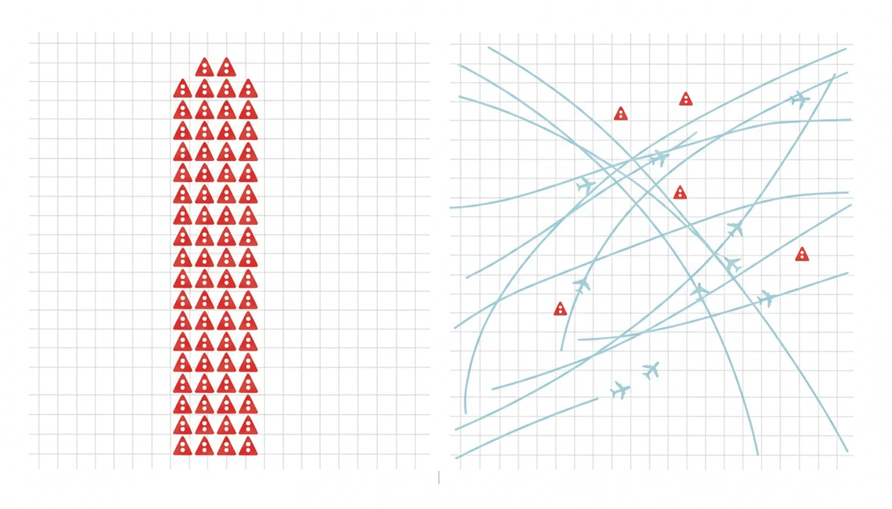 A simple illustration contrasts raw crash counts with exposure-adjusted flight activity rates.
